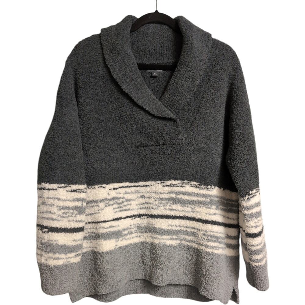 Barefoot Dreams Green Ombre Shawl Collar CozyChic Pullover Sweater Size XL